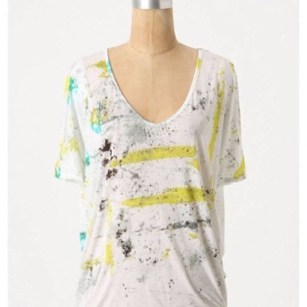 Anthropologie Ett:Twa splatter sheer t shirt top